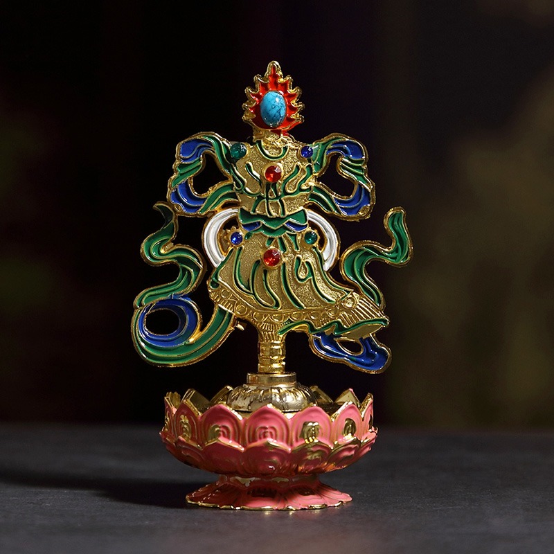 西藏鍍金大蓮花座八吉祥擺件  供佛密宗法器裝飾吉祥八寶擺件-細節圖4