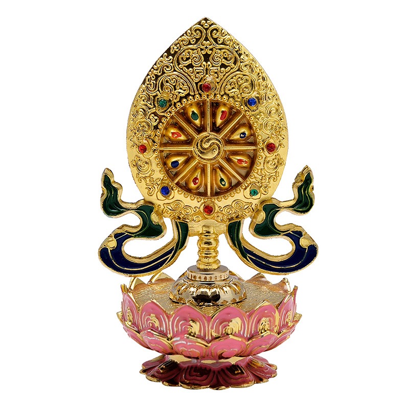 西藏鍍金大蓮花座八吉祥擺件  供佛密宗法器裝飾吉祥八寶擺件-細節圖5