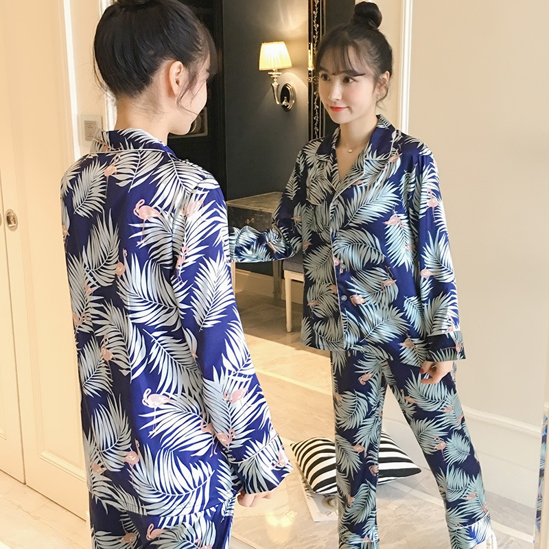 睡衣女士春秋季款真絲長袖兩件套裝可愛薄款冰絲綢韓版夏天家居服-細節圖5