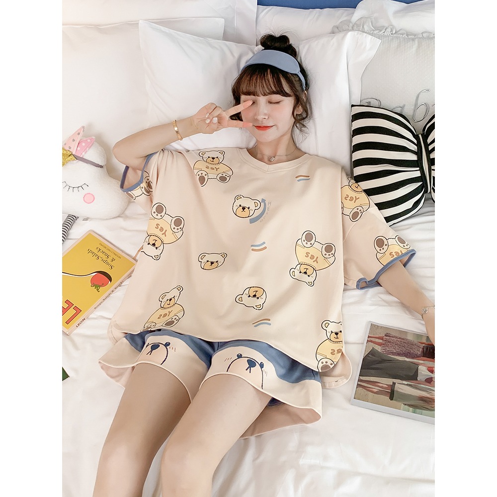 睡衣女夏季純棉短袖薄款套裝年新款春秋天可外穿ins風家居服-細節圖5