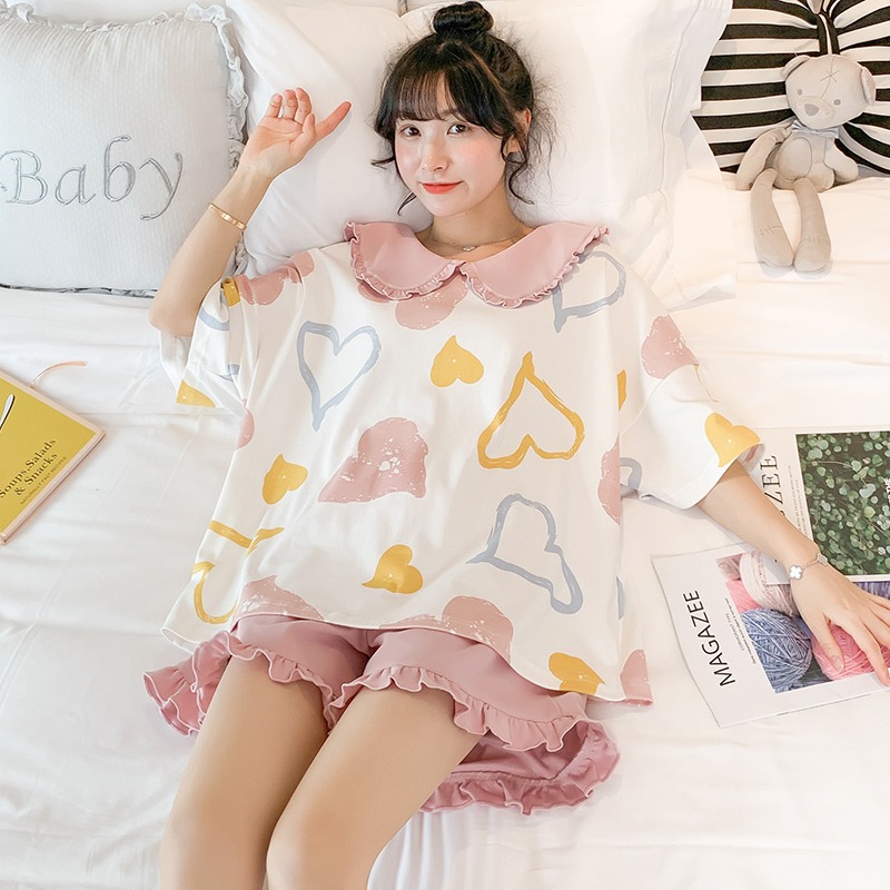 睡衣女夏季純棉短袖薄款套裝年新款春秋天可外穿ins風家居服-細節圖6