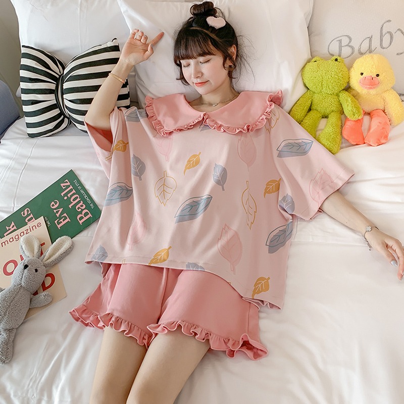睡衣女夏季純棉短袖薄款套裝年新款春秋天可外穿ins風家居服-細節圖9