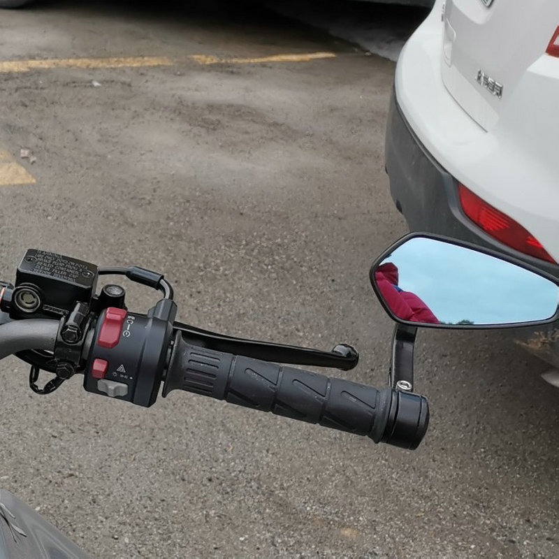 摩托車改裝CNC車把鏡 哈雷巡航太子復古22MM手把倒車反光鏡白鏡面-細節圖3