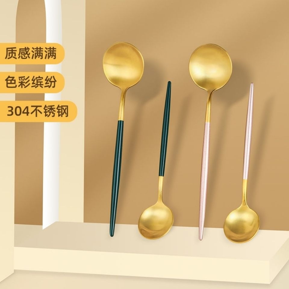 inS歐式網紅大勺中勺家用創意可愛喝湯匙304不銹鋼長柄攪拌甜品勺-細節圖2