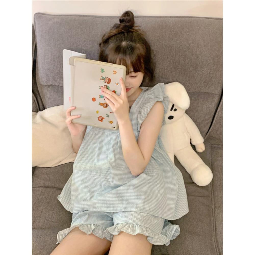 可愛木耳邊吊帶睡衣兩件套裝ins純欲風少女年新款家居服甜美-細節圖10