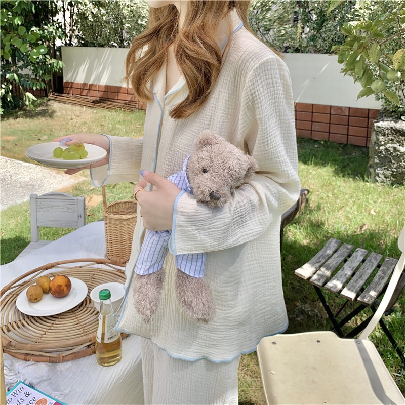 純棉長袖睡衣少女ins風休閑韓版可外穿家居服兩件套春秋新款-細節圖9