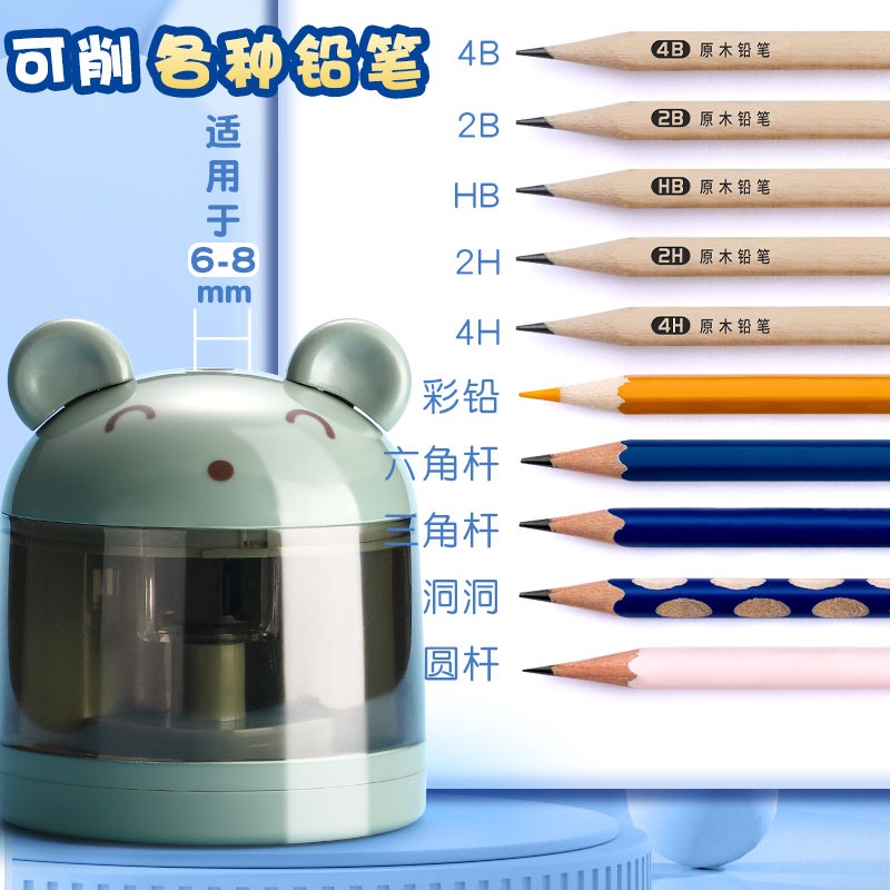 電動削筆器自動鉛筆彩鉛轉筆刀小學生幼兒園省力便捷不傷手刨筆刀男女生可愛卡通多功能小型學生卷筆刀削筆機-細節圖2