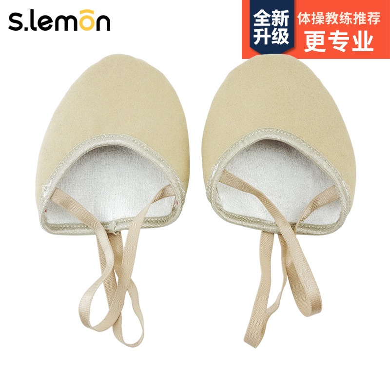 藝術體操鞋女半腳掌舞蹈鞋兒童半截軟底練功鞋半腳鞋足尖芭蕾舞鞋-細節圖3