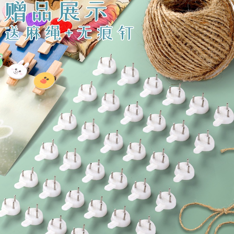 彩色照片夾子創意卡通木質小夾子照片墻裝飾掛繩相片明信片擺件用可愛少女心小木夾家用辦公墻裝扮帶繩照片墻-細節圖4