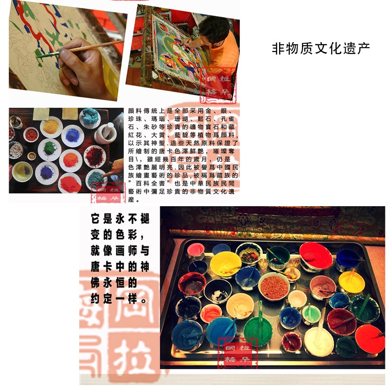 西藏手繪唐卡裝飾畫玄關掛畫六字真言大明咒過道墻畫佛堂裝飾用品-細節圖3