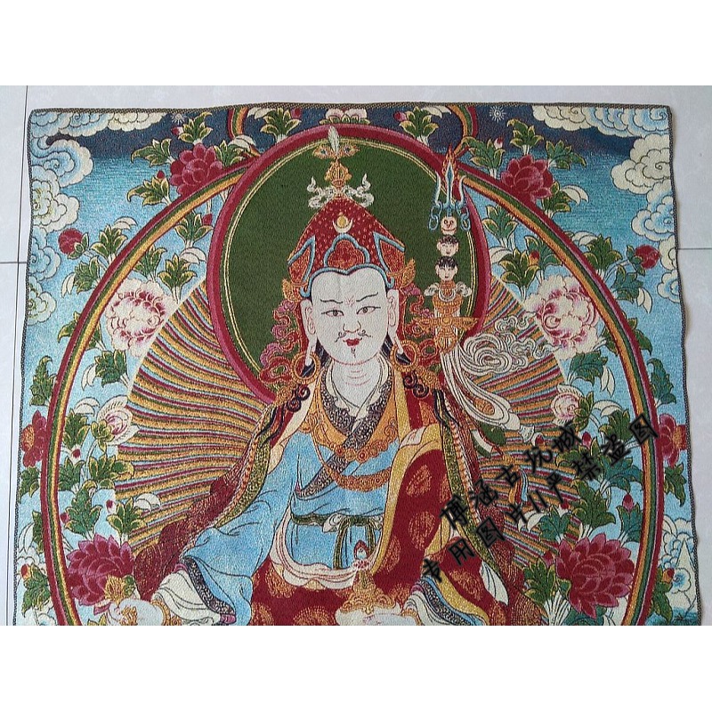 西藏唐卡絲綢繡 尼泊爾 壁畫  蓮花生大師 唐卡刺繡絲織畫-細節圖2