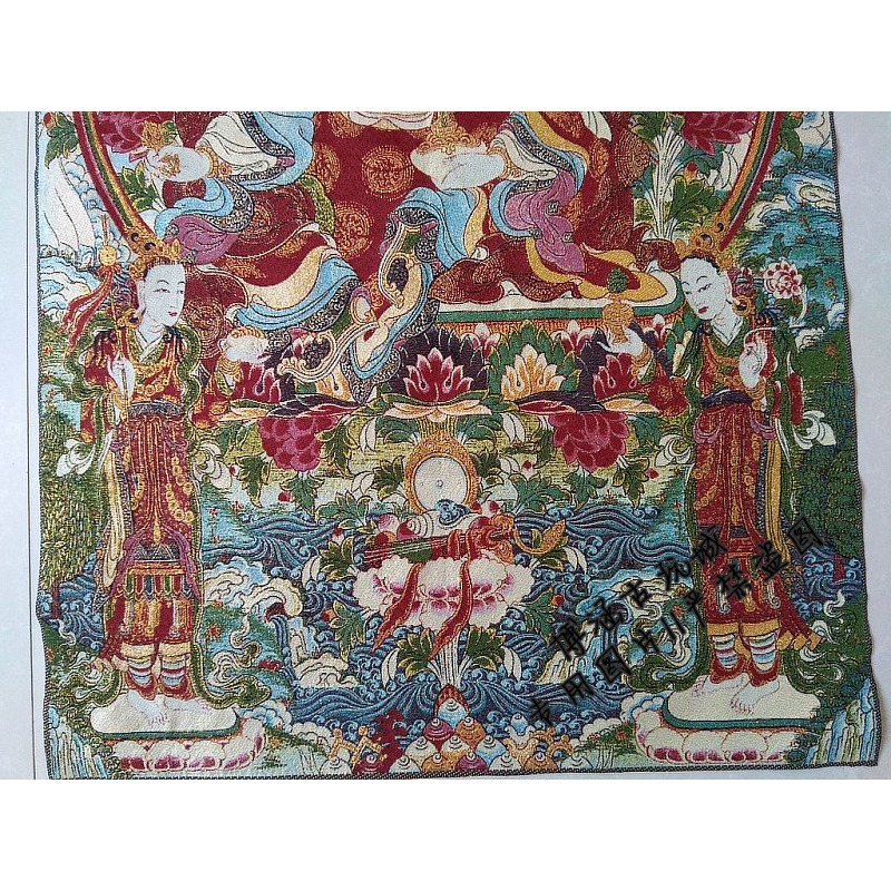 西藏唐卡絲綢繡 尼泊爾 壁畫  蓮花生大師 唐卡刺繡絲織畫-細節圖3