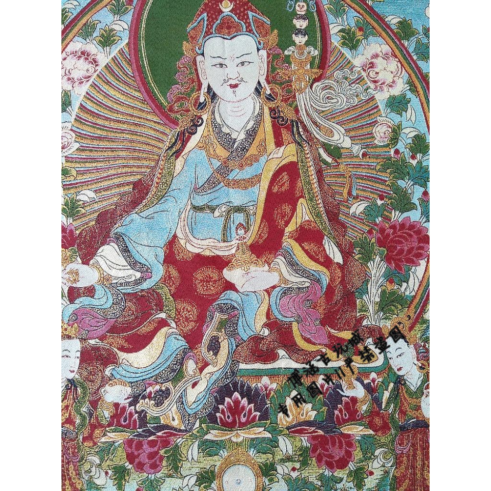 西藏唐卡絲綢繡 尼泊爾 壁畫  蓮花生大師 唐卡刺繡絲織畫-細節圖4