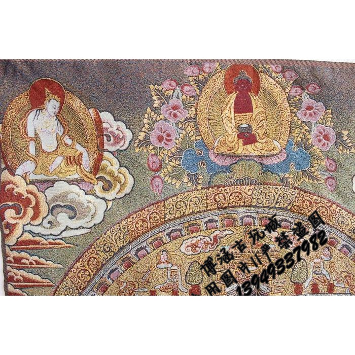 西藏像 唐卡刺繡 絲綢繡 佛堂客廳裝飾畫 尼泊爾 唐卡掛畫 壇城-細節圖5