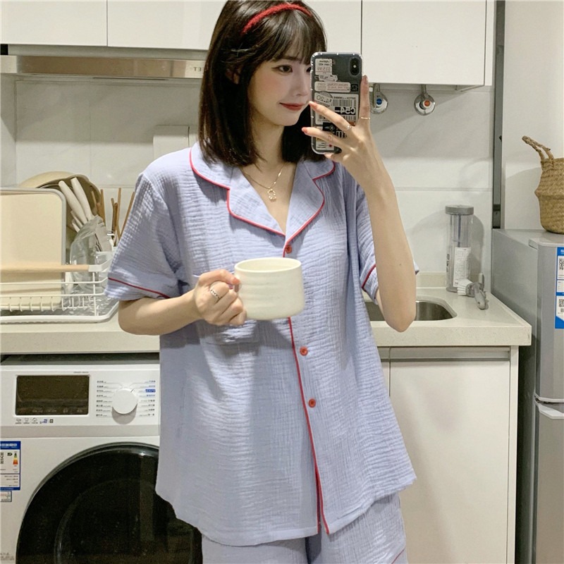 夏季短袖睡衣女ins風年新款可愛外穿學生宿舍家居服兩件套裝-細節圖2