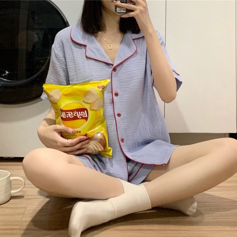 夏季短袖睡衣女ins風年新款可愛外穿學生宿舍家居服兩件套裝-細節圖3