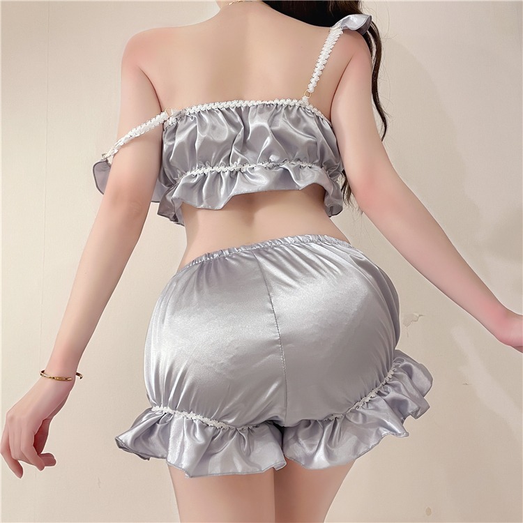 純欲風吊帶睡衣女夏季年新款小個子性感荷葉邊短褲家居服套裝-細節圖10