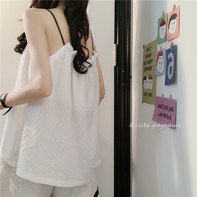 吊帶短褲睡衣女年夏季新款學生家居服可愛外穿純欲風兩件套裝-細節圖10