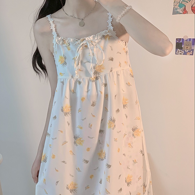 可愛花邊吊帶睡衣短褲女夏季年新款學生純欲家居服ins風套裝-細節圖9