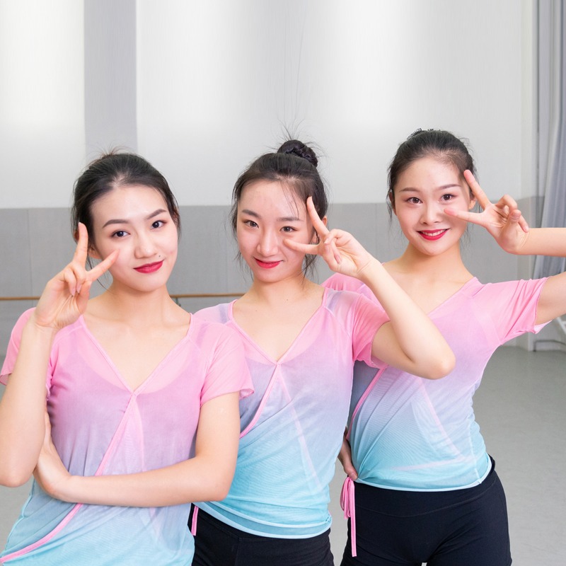 古典舞身韻紗衣漸變色舞蹈服女藝考生基訓服中國風現代舞練功服女-細節圖2