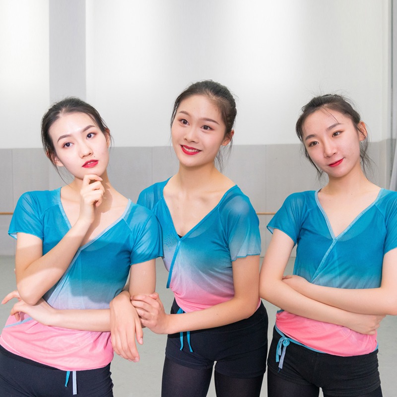 古典舞身韻紗衣漸變色舞蹈服女藝考生基訓服中國風現代舞練功服女-細節圖3