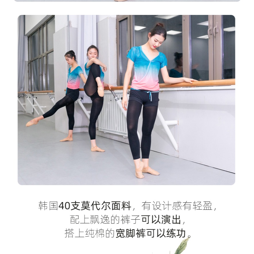 古典舞身韻紗衣漸變色舞蹈服女藝考生基訓服中國風現代舞練功服女-細節圖4