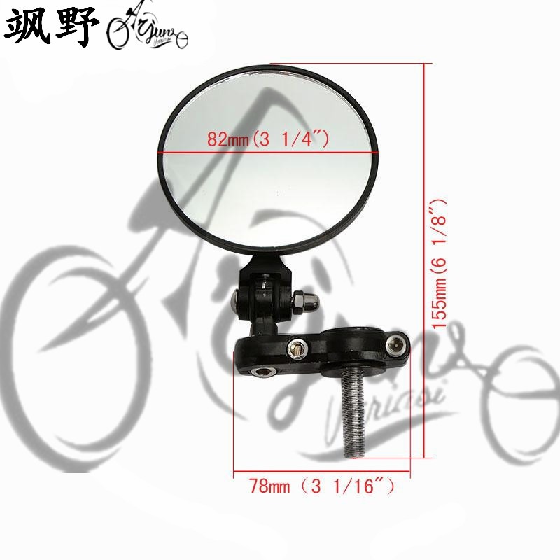 摩托車手把凸面後視鏡復古改裝折疊圓反光鏡倒車鏡高質量全金屬鏡-細節圖4