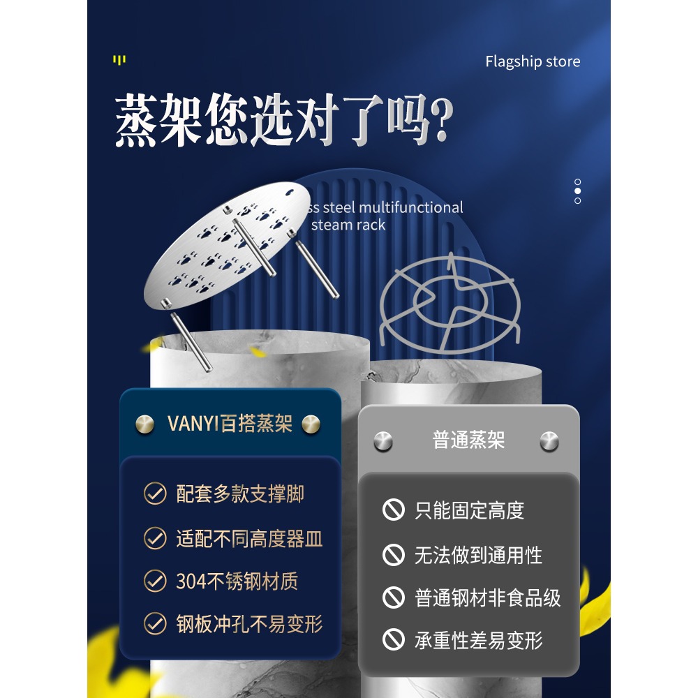 蒸架304不銹鋼家用小號篦子電飯煲高壓鍋迷你蒸架支架多功能蒸籠-細節圖3