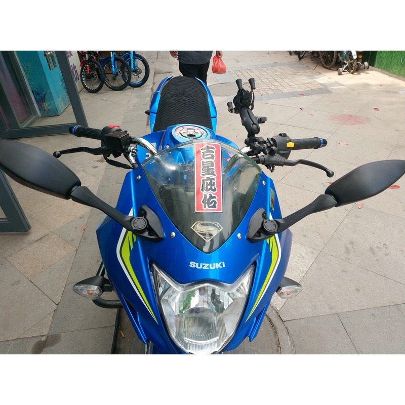 包郵 適用摩托車GSX250後視鏡 機車GSX250R 反光鏡 觀後鏡 倒車鏡-細節圖2