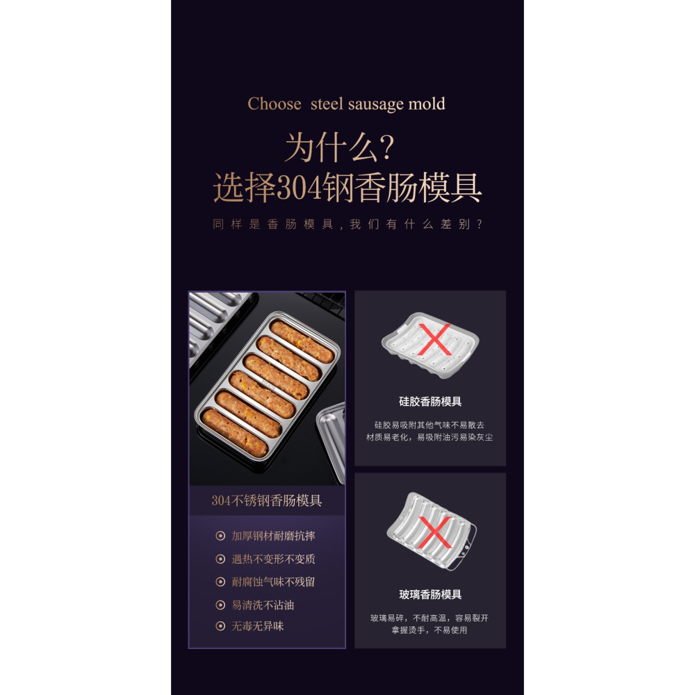 不銹鋼香腸模具嬰兒寶寶輔食火腿製作兒童蒸糕蒸腸工具蒸烤耐高溫-細節圖10