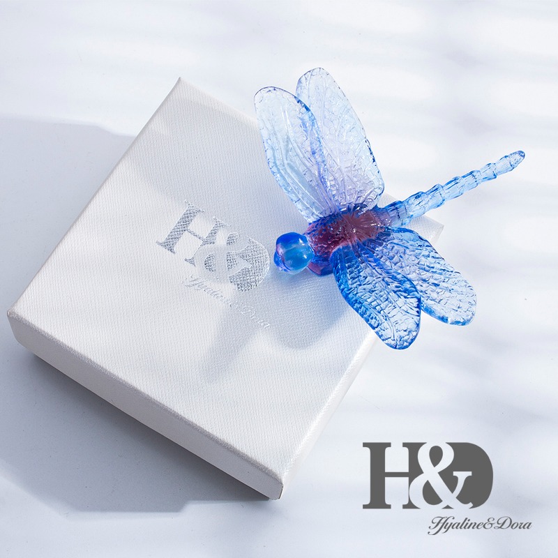 H&D 造景小動物蜻蜓飛翔水景裝飾配件精緻桌擺件 鎮紙工藝品搭配-細節圖2