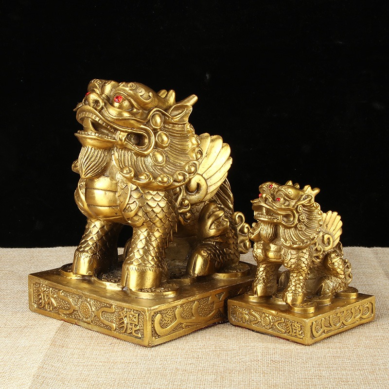 銅貔貅擺件包郵黃銅中式皮丘一對家居辦公室裝飾工藝禮品-細節圖2