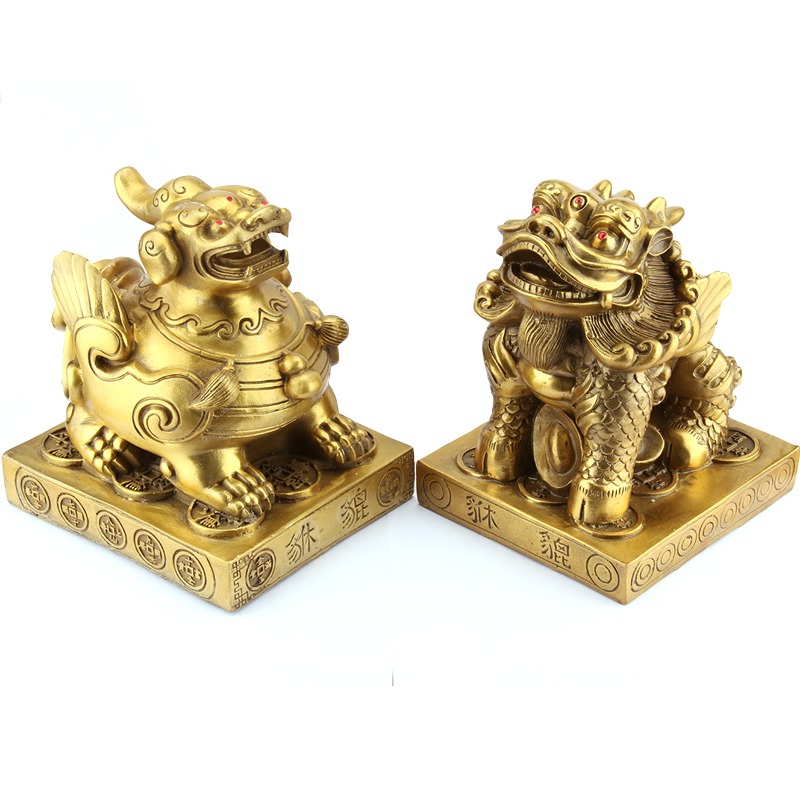 銅貔貅擺件包郵黃銅中式皮丘一對家居辦公室裝飾工藝禮品-細節圖5