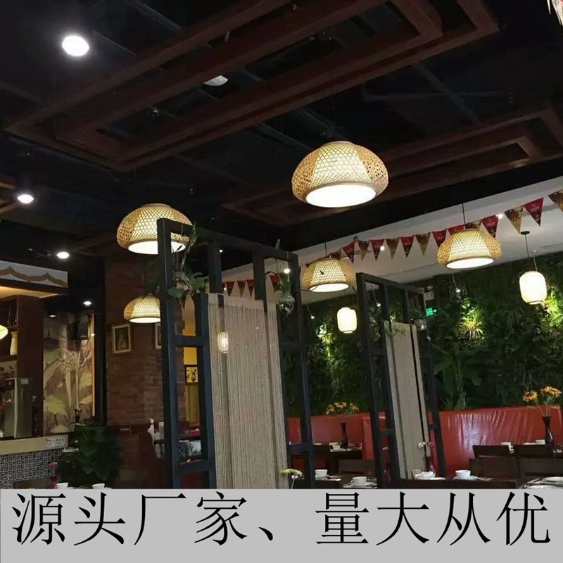 手工竹編吊燈中式布藝婚慶日式茶樓戶外火鍋印字紅色手提冬瓜燈籠-細節圖4