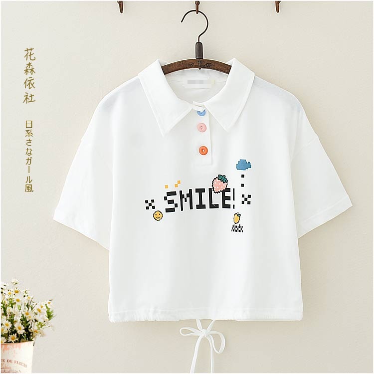 學院風少女套裝女可愛短袖T恤polo衫文藝純色拼接半身裙中長裙子-細節圖3