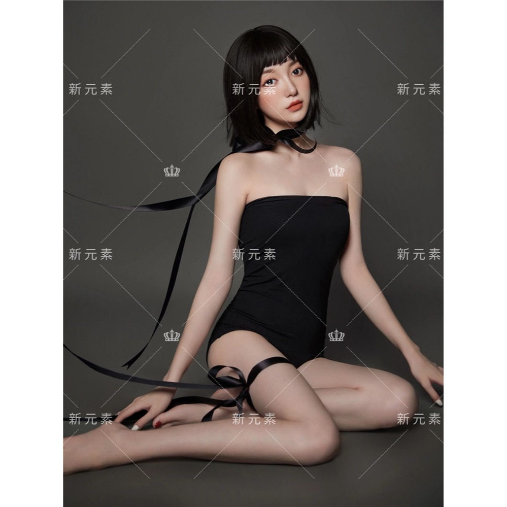 新款影樓時尚寫真主題服裝個性女孩私房藝術照黑色連體衣夜店演出-細節圖2