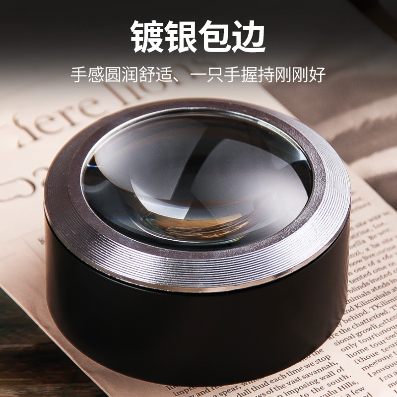 新款5倍圓筒3個LED燈K9光學玻璃鏡片閱讀放大鏡桌面工藝品文鎮鏡-細節圖2