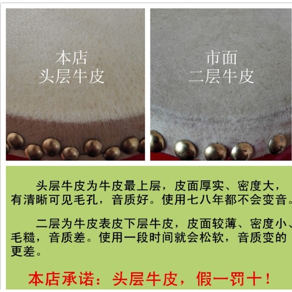 12寸14寸15寸16寸18寸20寸24寸威風鑼鼓/堂鼓/盤鼓頭層牛皮中國鼓-細節圖8