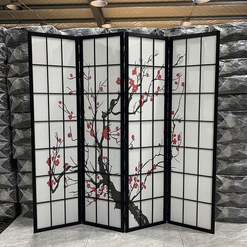 日式屏風隔斷玄關折疊移動客廳黑色網紅木質折屏藝術入戶經濟型-細節圖4
