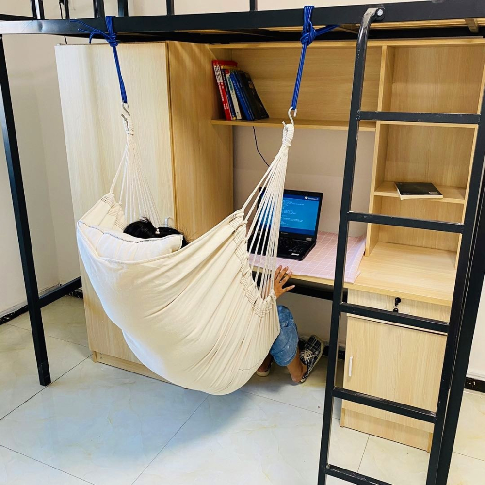 大學生宿舍吊牀寢室神器學生吊椅網紅流蘇蕩鞦韆可躺懶人戶外吊籃-細節圖4