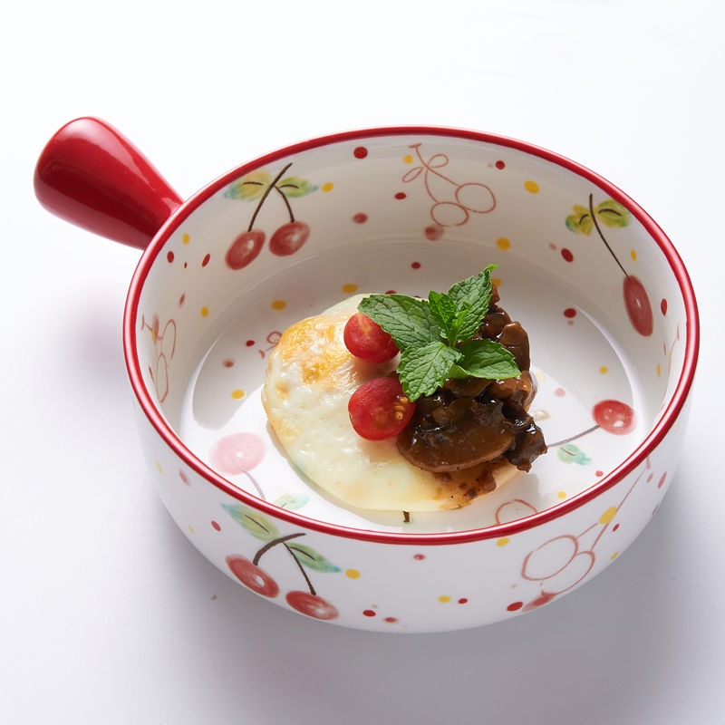 日式早餐碗泡麪碗芝士帶柄餐具陶瓷沙拉碗家用烘焙焗飯碗烤箱專用-細節圖4