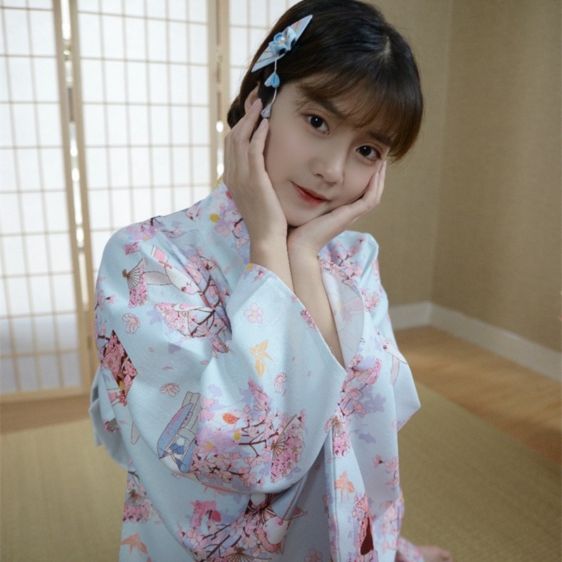文藝粉色桃花祈願兔可愛少女日系改良和服黨妹同款日式和風浴衣服-細節圖2