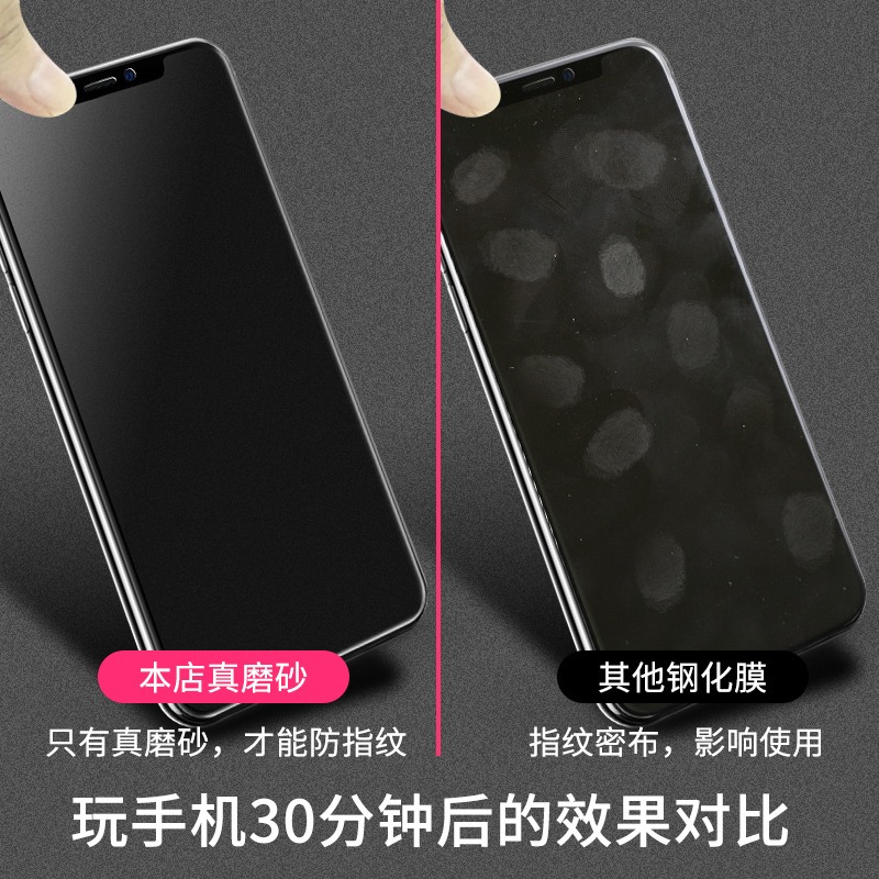 iphone11磨砂鋼化膜蘋果XR全屏xs防窺膜12promax遊戲防指紋78plus-細節圖2