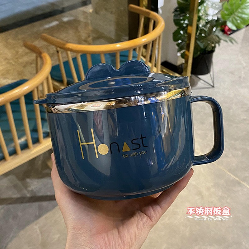 不銹鋼泡麪碗學生宿舍泡麪神器大號飯碗方便麪碗食堂寢室帶蓋飯盒-細節圖4