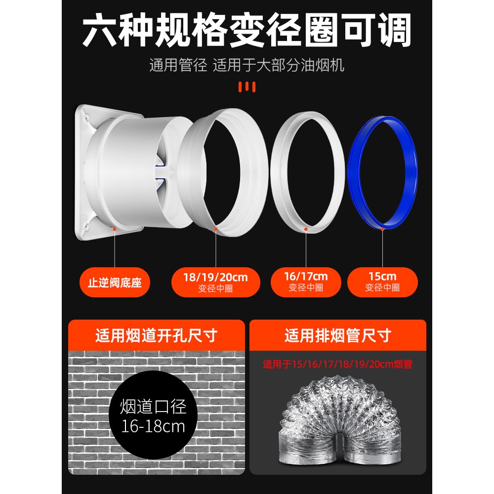 止逆閥廚房煙道專用抽油煙機排煙風管道止回閥防煙寶單向止煙閥-細節圖4