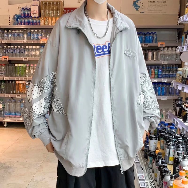 腰果花外套男春秋季韓版潮流百搭痞帥夾克潮牌ins大碼寬松棒球服-細節圖4