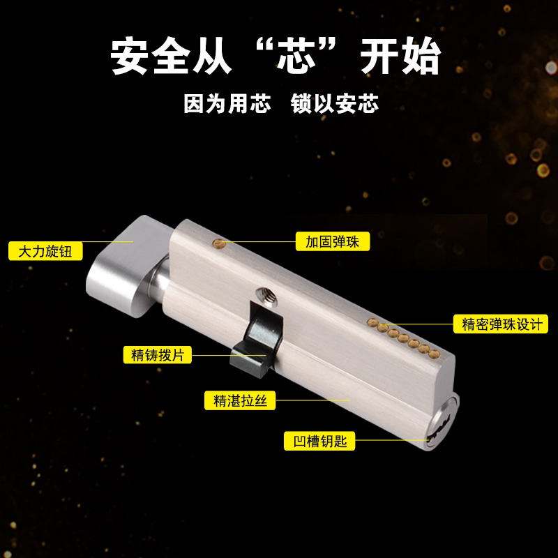 大葫蘆單開防盜門鎖芯 65/70/75/80/85/90中心偏心通用型純銅鎖芯-細節圖2