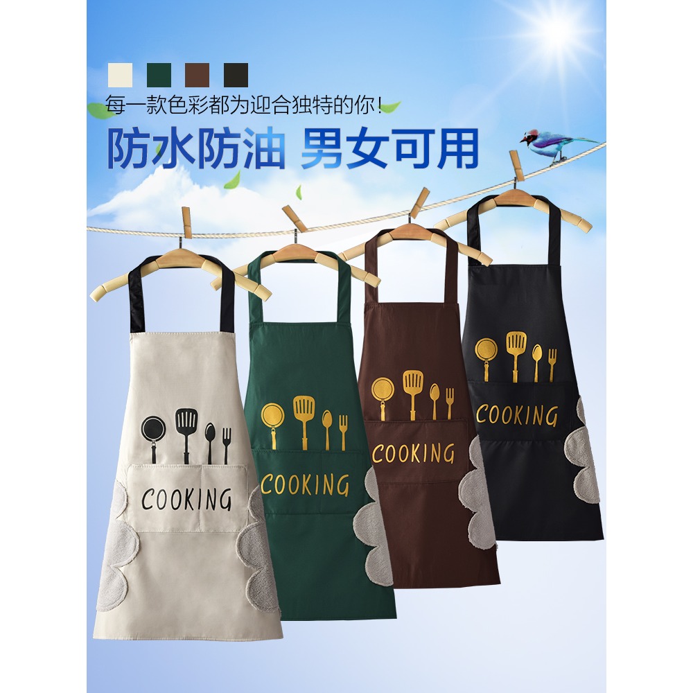 廚房用的圍巾做飯家用韓版圍裙防水防油成人男女個性情侶2022新款-細節圖4