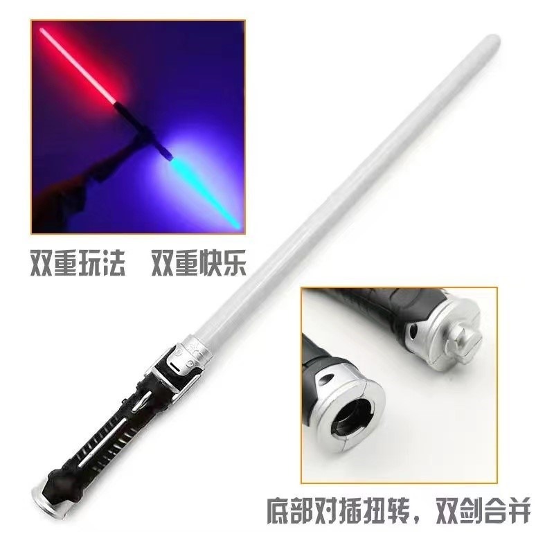 夜發光星球大戰激光劍金屬熒光劍聲光可伸縮棒兒童玩具刀寶劍男孩-細節圖4