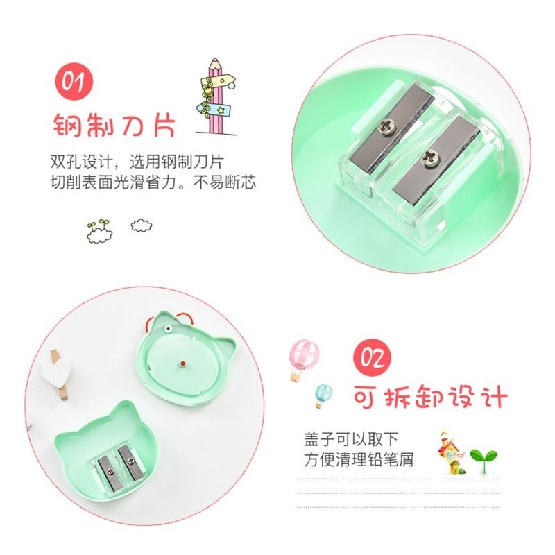 可愛卷筆刀小學生削鉛筆轉筆刀迷你創意鬧鐘雙孔削筆器學生用文具-細節圖3